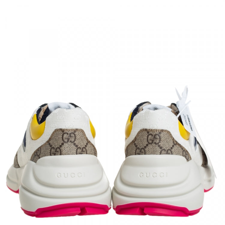 GUCCI MULTICOLOR GG CANVAS AND LETHER RHYTON SNEAKERS