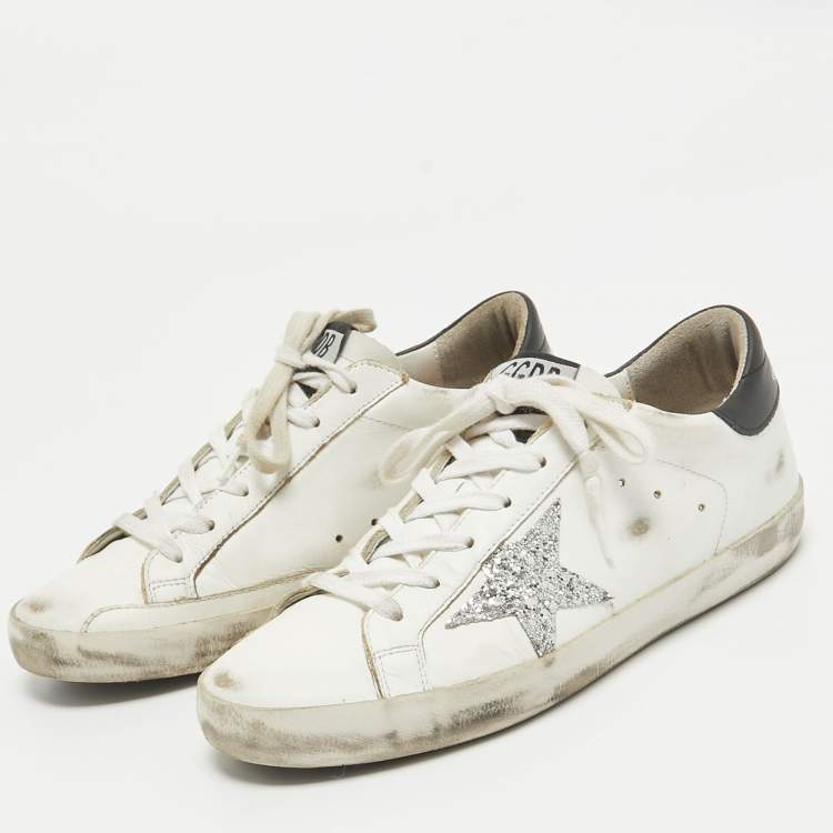 GOLDEN GOOSE WHITE LEATHER SUPERSTAR LACE UP