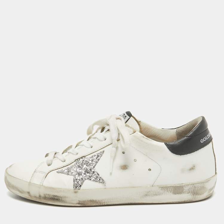 GOLDEN GOOSE WHITE LEATHER SUPERSTAR LACE UP