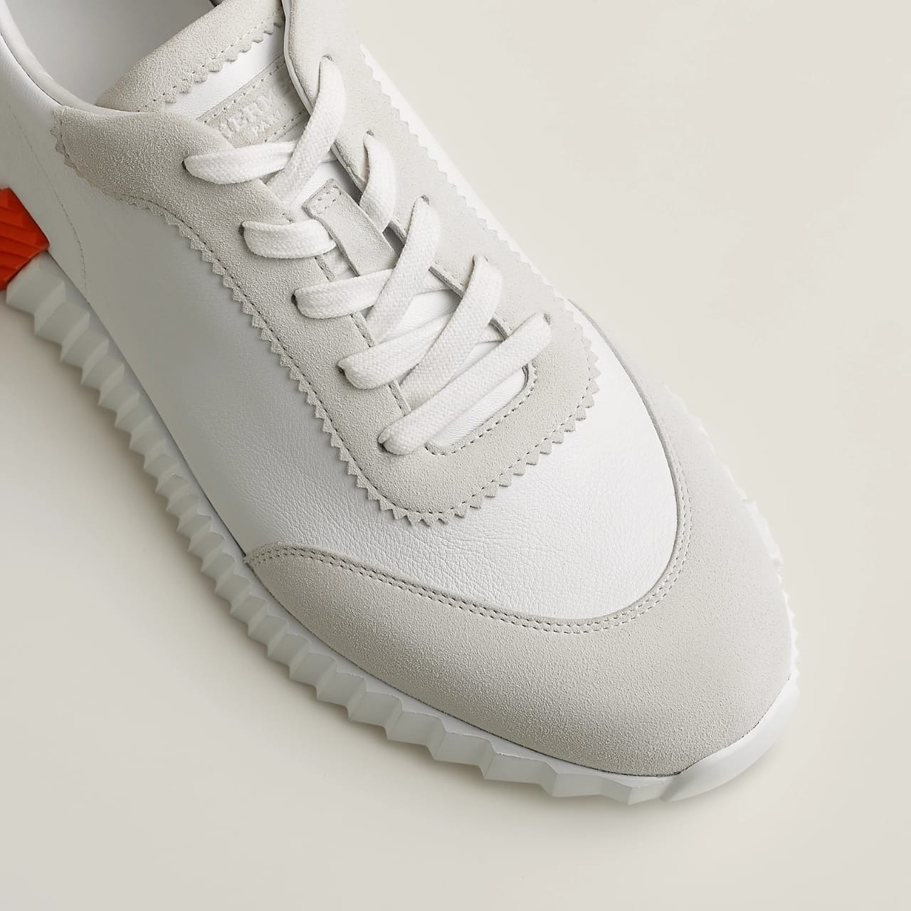 HERMES BOUNCING SNEAKERS IN WHITE ORANGE