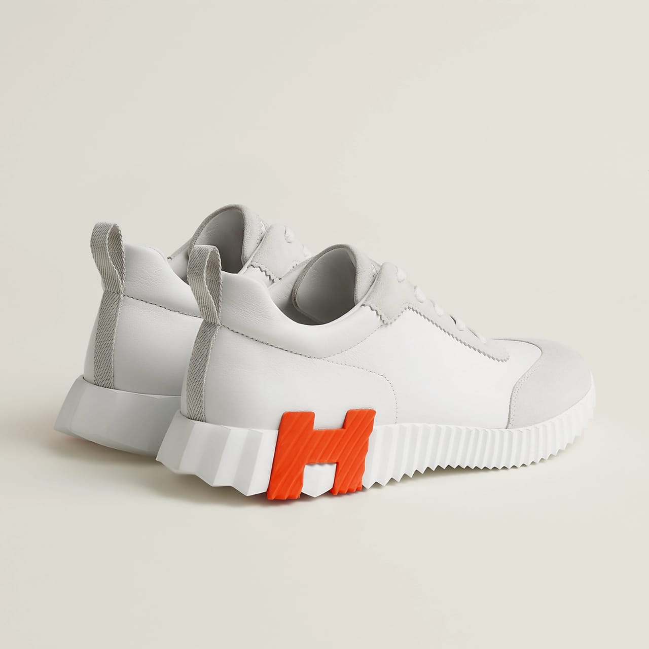 HERMES BOUNCING SNEAKERS IN WHITE ORANGE