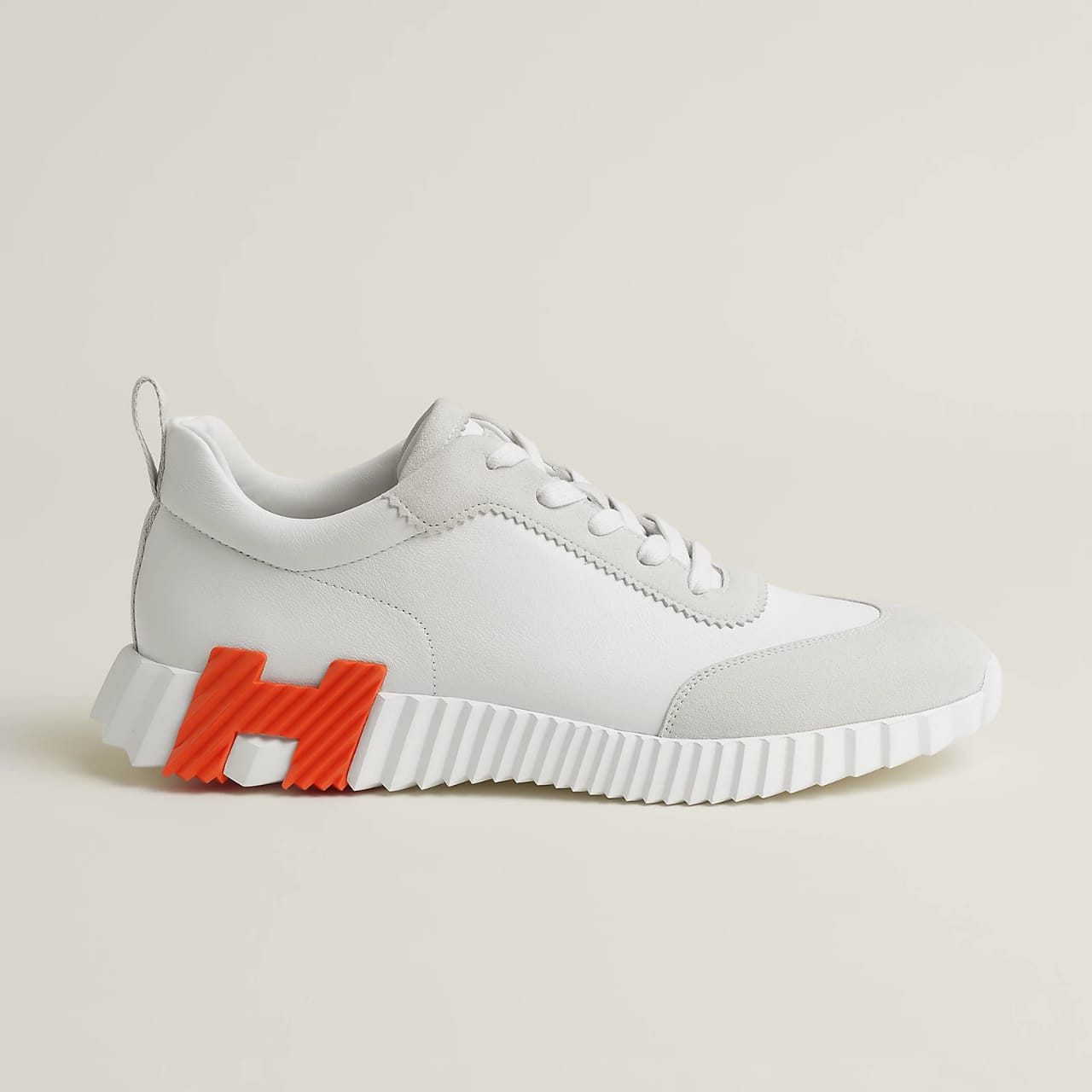 HERMES BOUNCING SNEAKERS IN WHITE ORANGE