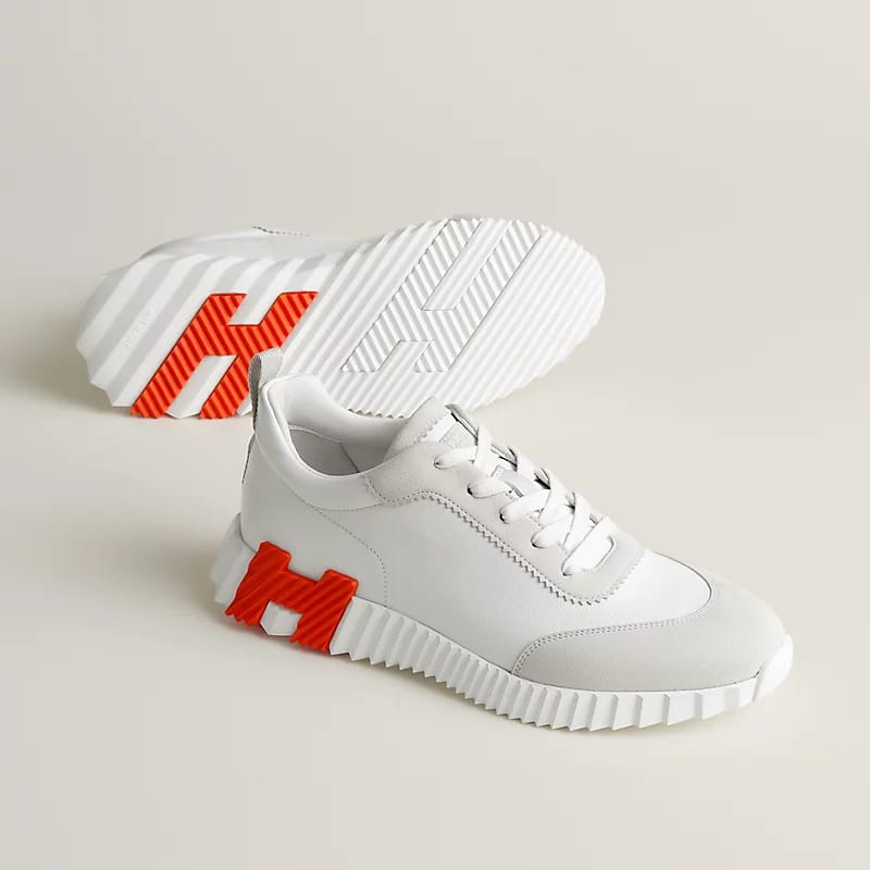 HERMES BOUNCING SNEAKERS IN WHITE ORANGE