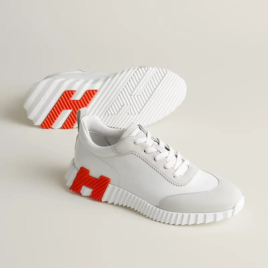 HERMES BOUNCING SNEAKERS IN WHITE ORANGE