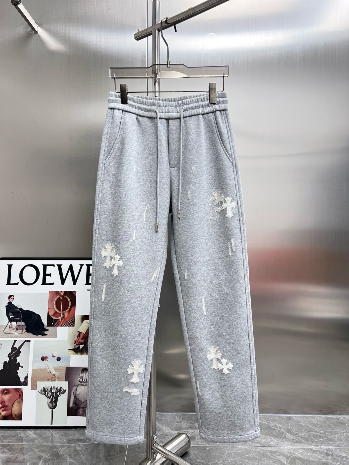 CHROME HEARTS CROSS PRINT BAGGY TRACK PANTS