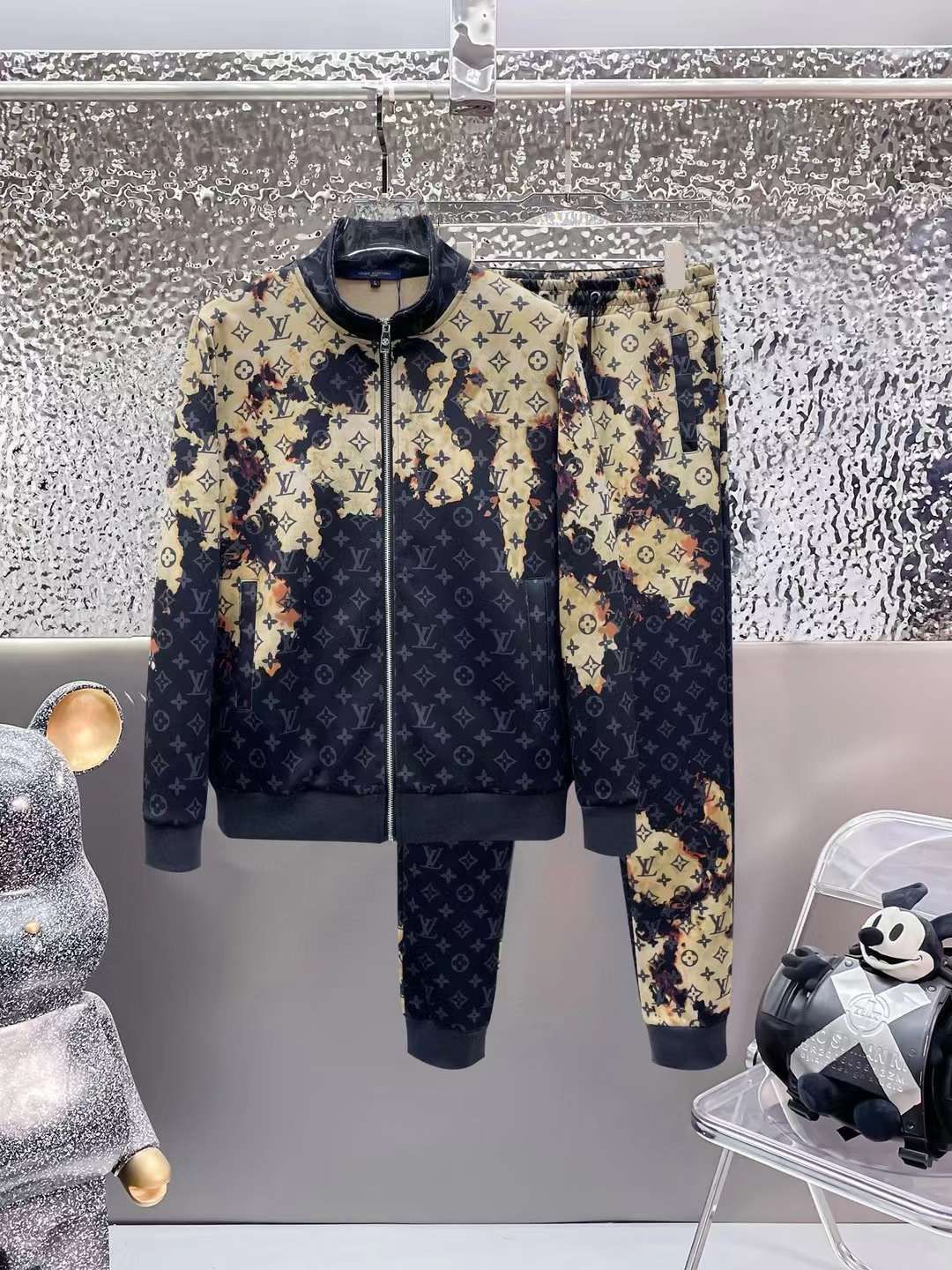 LV BLEACHED FLAME EFFECT TRACKSUIT