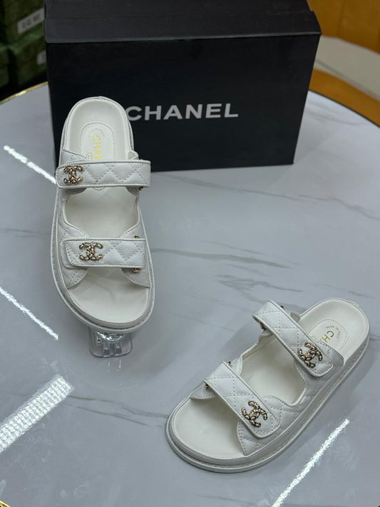 CHANEL QUILTED DOUBLE STRAP PLATFORM SANDAL