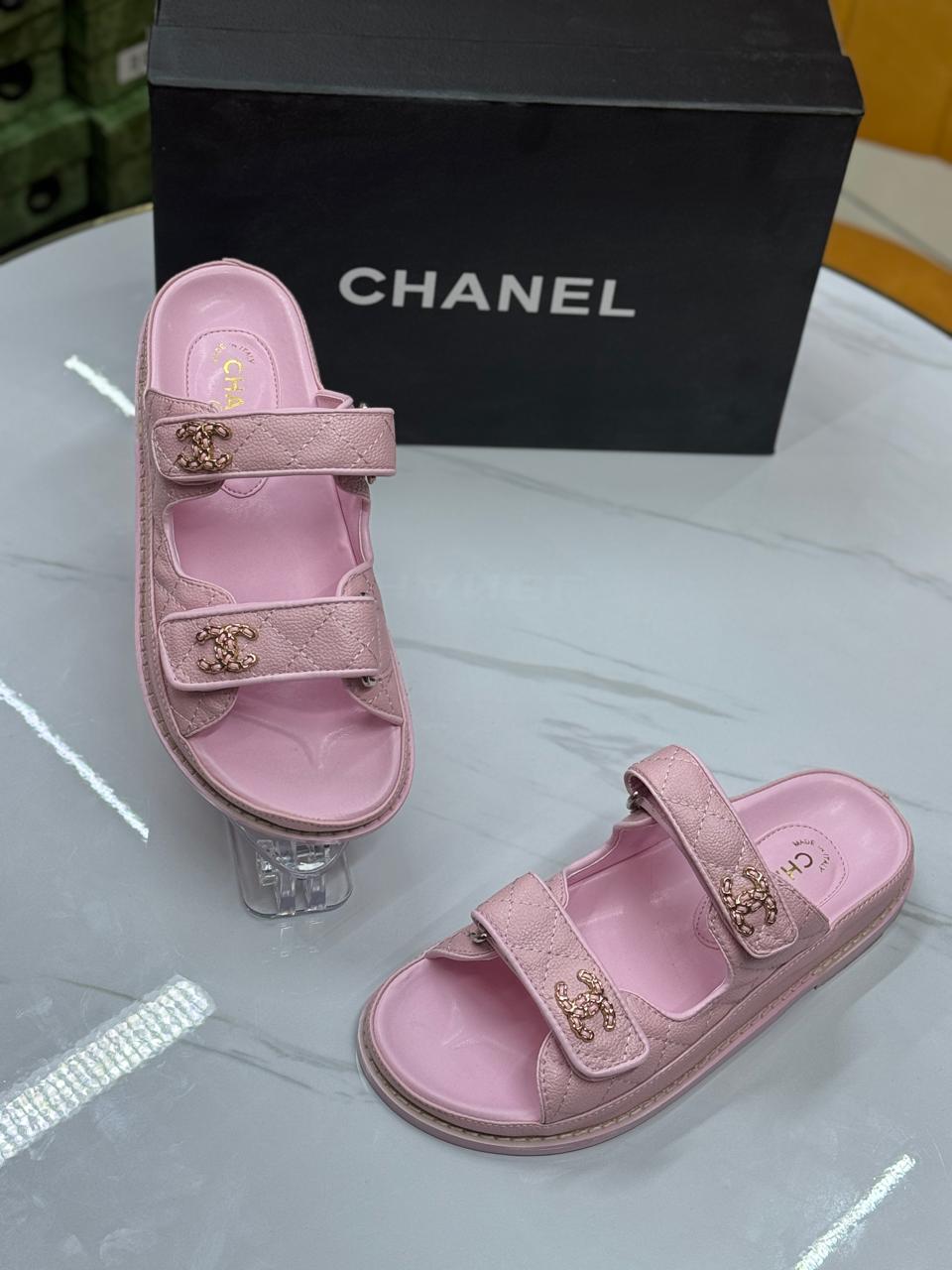 Chanel Quilted Double Strap Platform Sandals