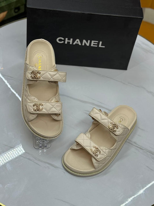 Chanel Quilted Double Strap Platform Sandals