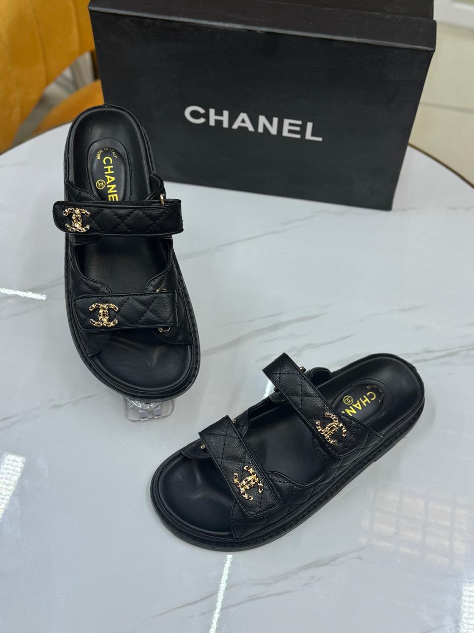 Chanel Quilted Double Strap Platform Sandals