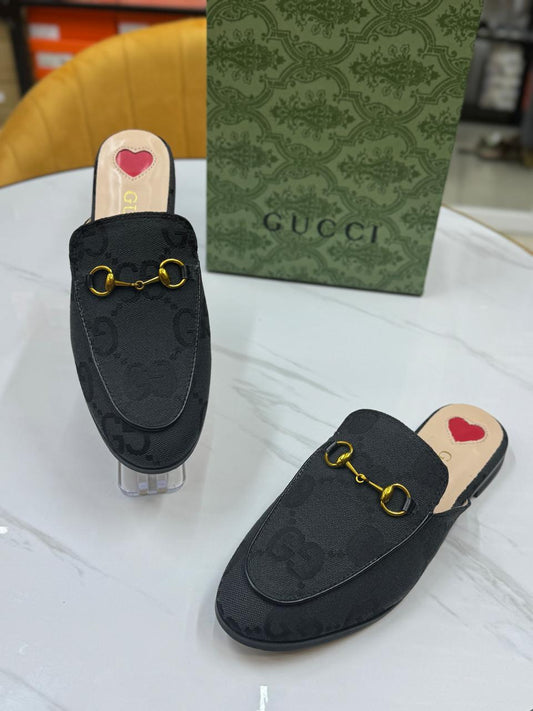 GUCCI PRINCETOWN HORSEBIT JUMBO GG CANVAS FLAT MULES