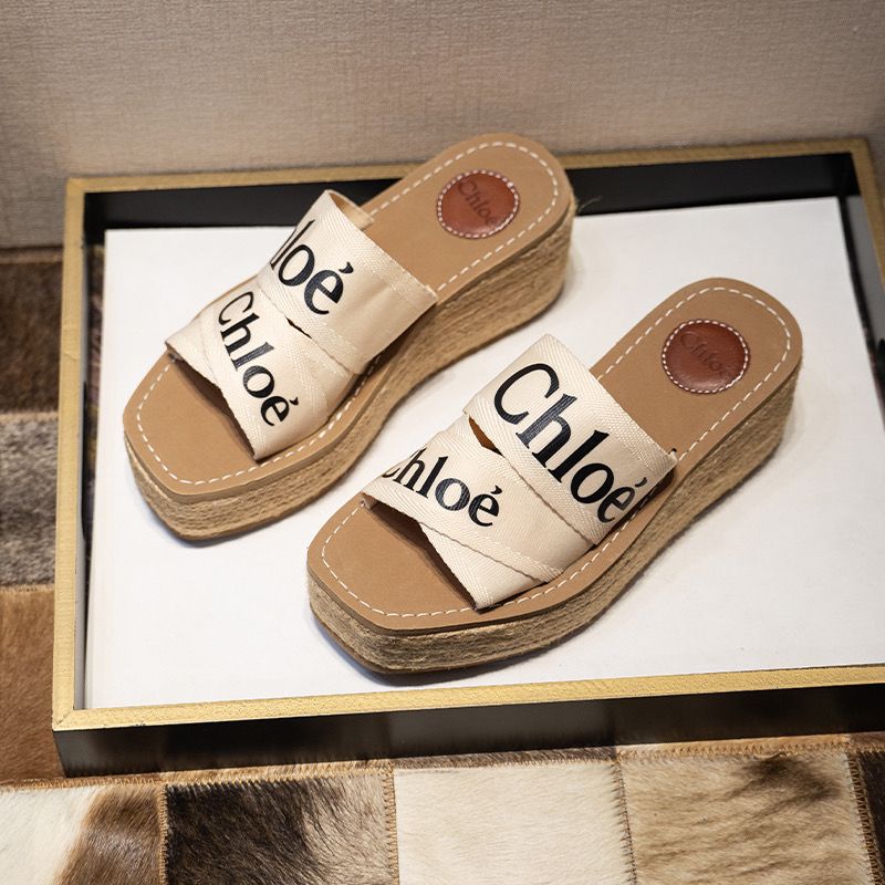 CHLOE WOODY WEDGE ESPADRILLES