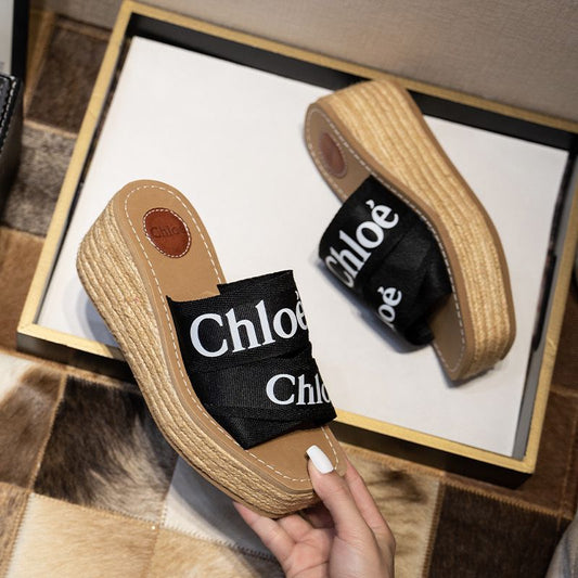 CHLOE WOODY WEDGE ESPADRILLES