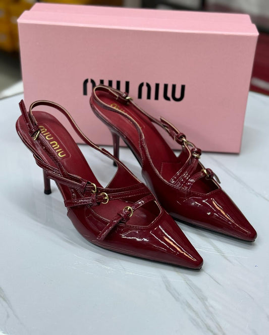 MIU MIU LEATHER SLINGBACK PUMPS