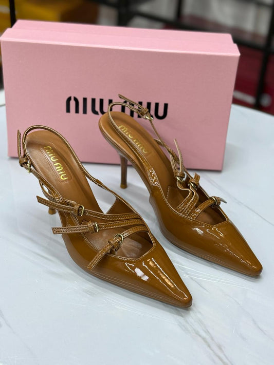 MIU MIU LEATHER SLINGBACK PUMPS