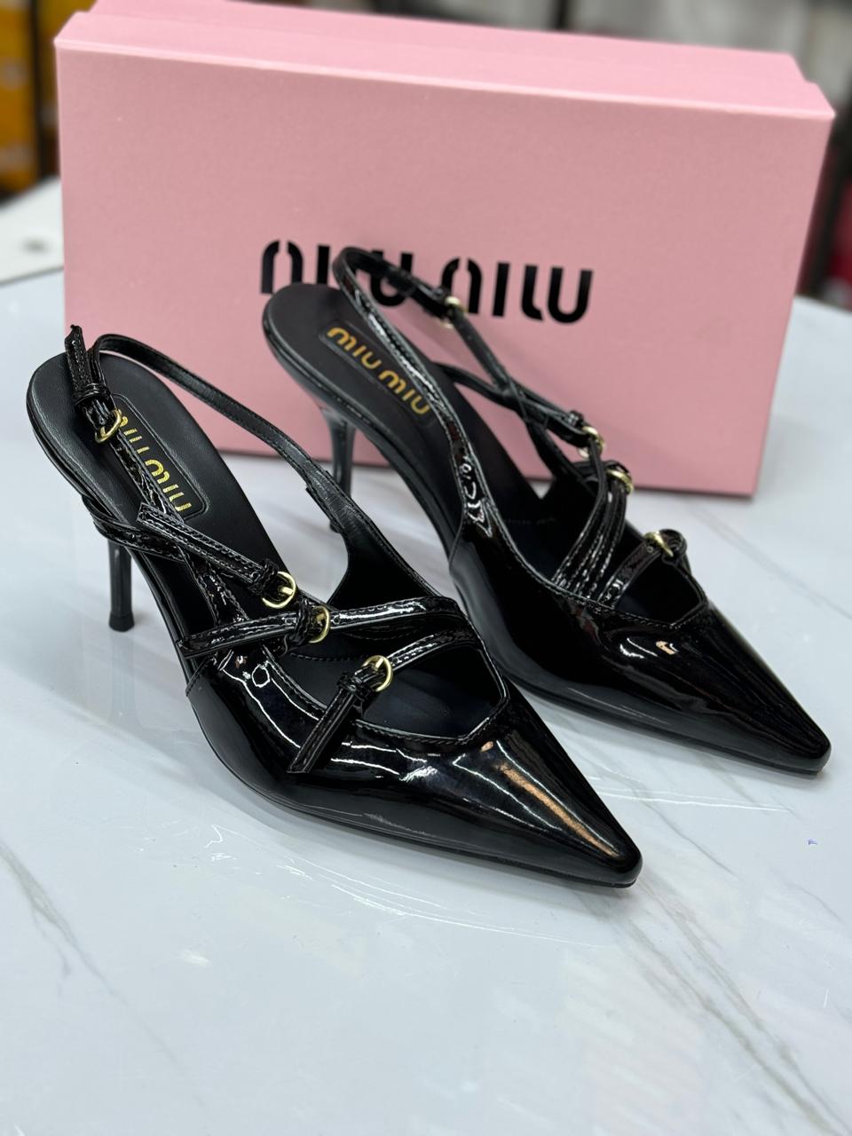 MIU MIU LEATHER SLINGBACK PUMPS