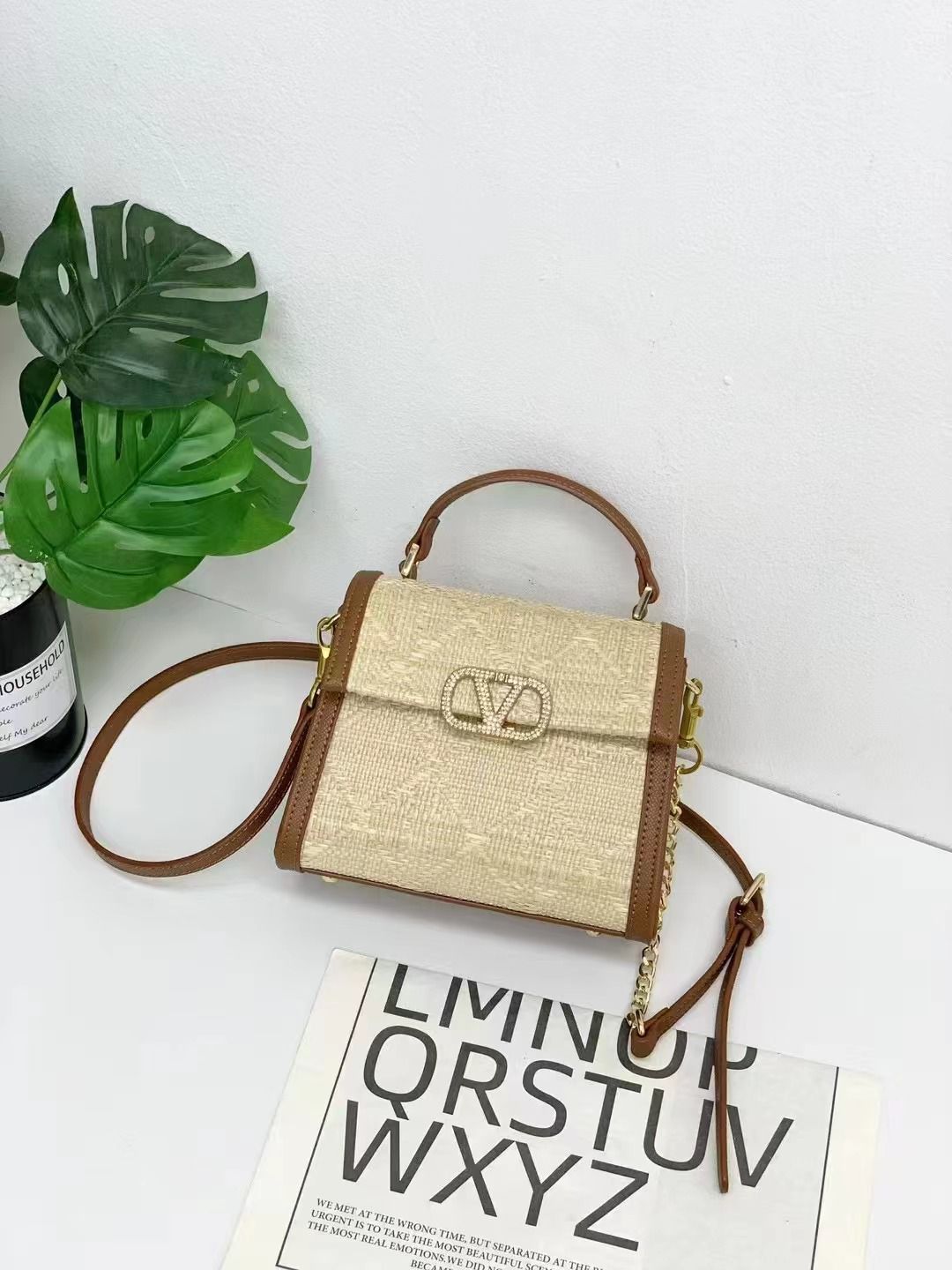 VALENTINO GARAVANI SMALL VSLING RAFFIA BAG