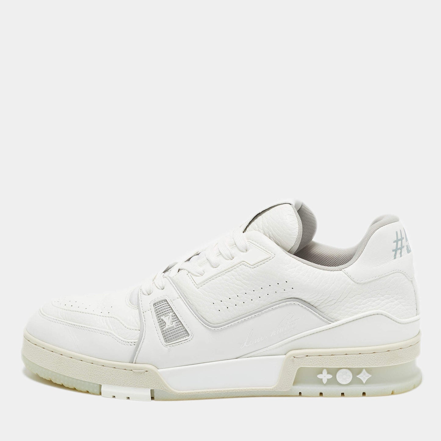 LOUIS VUITTON WHITE LEATHER LV TRAINER