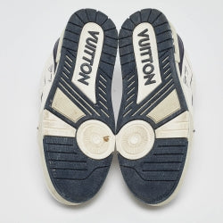 LOUIS VUITTON WHITE/BLUE LEATHER AND SUEDE LV TRAINER SNEAKERS