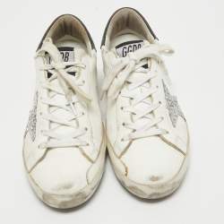 GOLDEN GOOSE WHITE LEATHER SUPERSTAR LACE UP