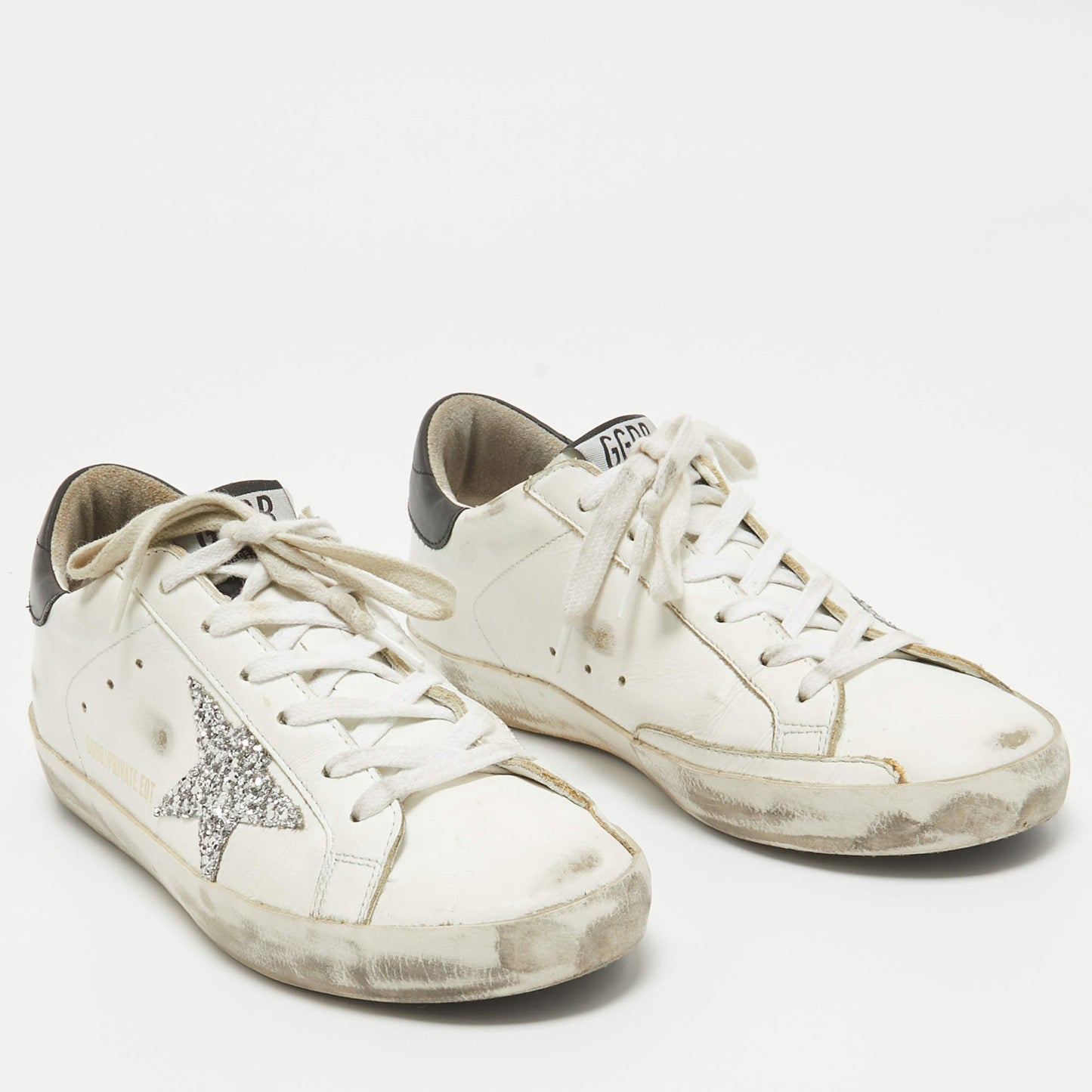 GOLDEN GOOSE WHITE LEATHER SUPERSTAR LACE UP