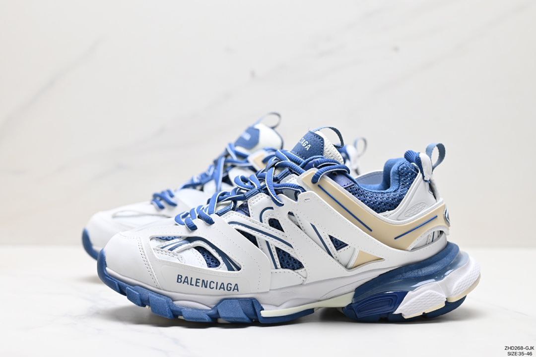 BALENCIAGA TRACCK TRAINER WHITE AND BLUE