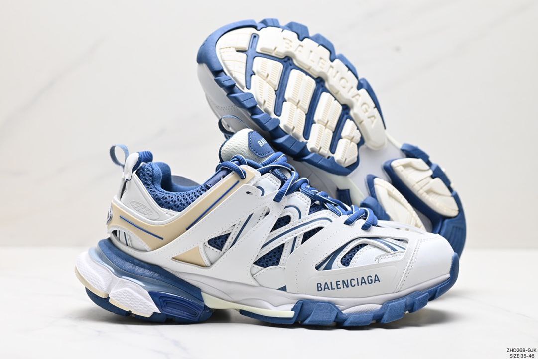 BALENCIAGA TRACCK TRAINER WHITE AND BLUE