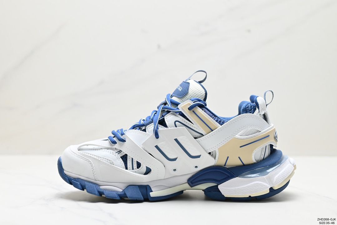 BALENCIAGA TRACCK TRAINER WHITE AND BLUE