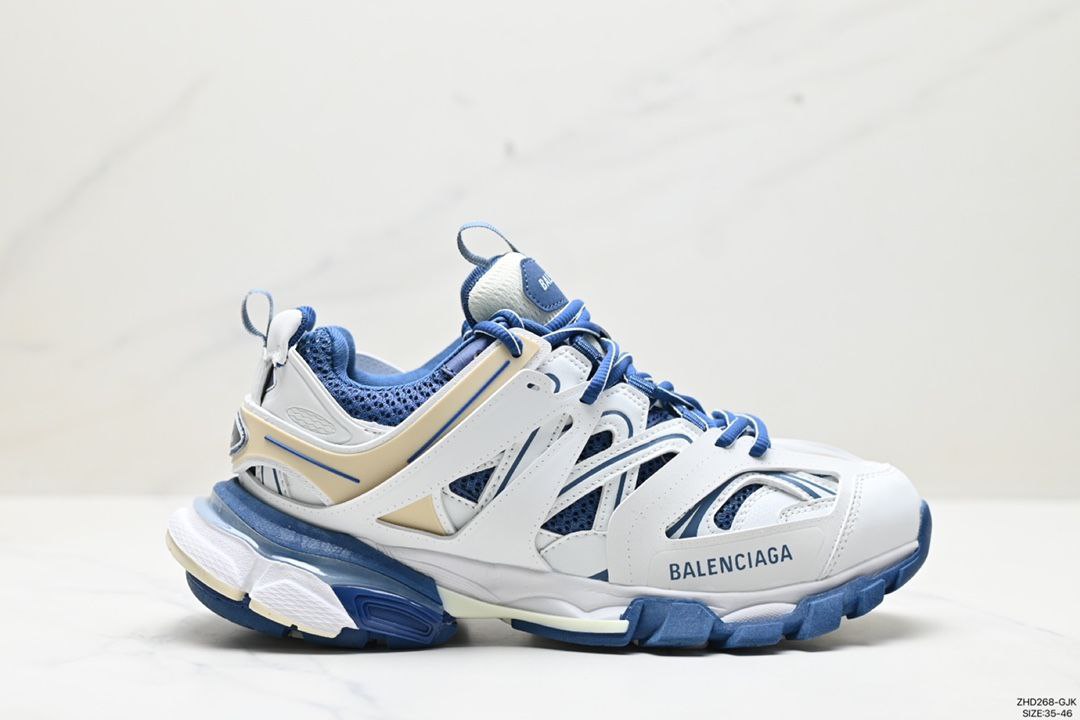 BALENCIAGA TRACCK TRAINER WHITE AND BLUE