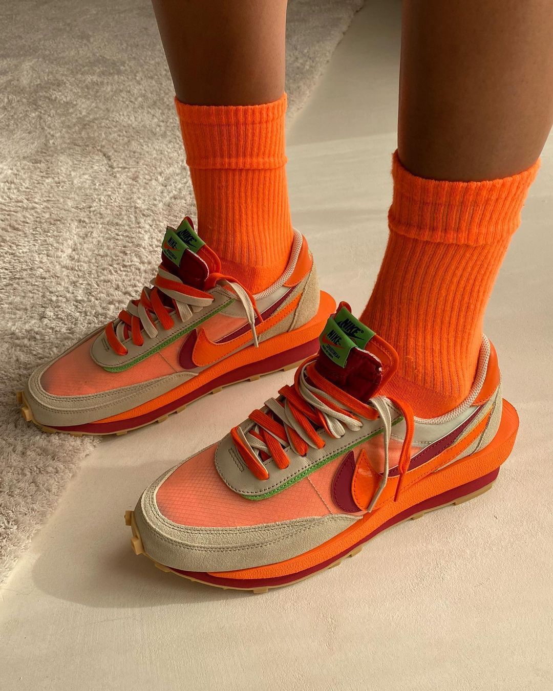 Nike LD Waffle Sacai Clot Net Orange Blaze